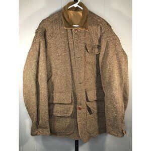 Vintage Polo Ralph Lauren Brown Tweed Canvas Reversible Jacket Cruiser Coat LG